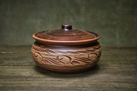 Ceramic pot with lid handmade gifts food pottery cauldron bowl set unglazed clay pot cooking casserole rustic kitchen decor dutch oven 66oz - clayproductsshop